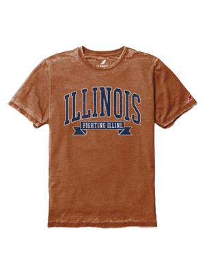 Image of FIGHTING ILLINI BURNOUT CREWNECK S/S TEE SHIRT -  heatheracorn